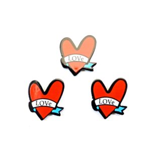 Καρδιά Love κόκκινο plexiglass καμπουσόν 20x18.5mm