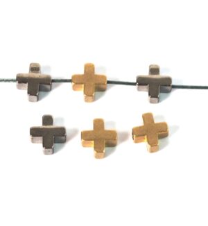 Σταυρός μικρή μεταλλική χαλκός χάντρα 8x8mm