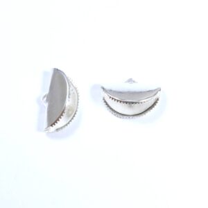 Ακροδέκτης βεντάλια ασημί μεταλλικός 20x11.5mm για κορδόνι πλακέ 20mm