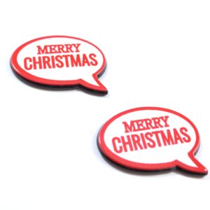 Merry Christmas λευκό-κόκκινο plexiglass καμπουσόν 21x28.5mm