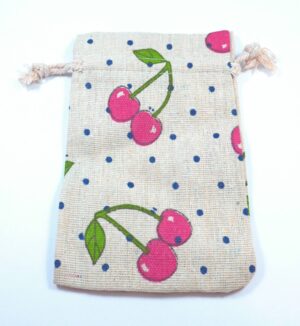 Πουγκί συσκευασία λινό κρέμ με κεράσια 14x10cm/50 τμχ