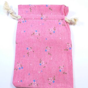 Πουγκί συσκευασία λινό ρόζ με λουλούδια 14x10cm/50 τμχ