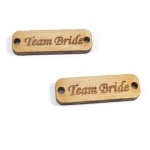 Ταυτότητα "Team Bride" καφέ ξύλινη σύνδεσμος 33x10mm