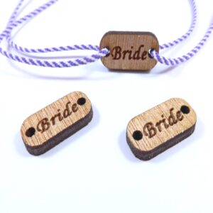 Ταυτότητα "Bride" καφέ ξύλινη σύνδεσμος 20x10mm