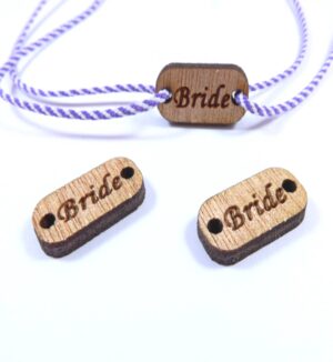 Ταυτότητα "Bride" καφέ ξύλινη σύνδεσμος 20x10mm