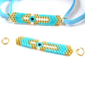 Σταυρός με ματάκι σύνδεσμος με χάντρες miyuki  37×7mm