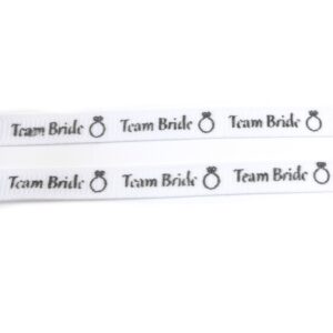 Κορδέλα «Team Bride» λευκό-μαύρο με δαχτυλίδι υφασμάτινη 6mm/μέτρο