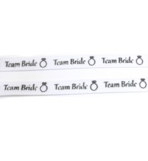Κορδέλα «Team Bride» λευκό-μαύρο με δαχτυλίδι υφασμάτινη 6mm/μέτρο