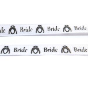 Κορδέλα «Bride» λευκό-μαύρο με νύφη υφασμάτινη 6mm/μέτρο