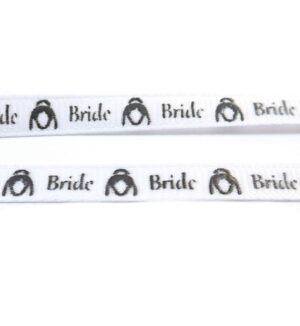 Κορδέλα «Bride» λευκό-μαύρο με νύφη υφασμάτινη 6mm/μέτρο