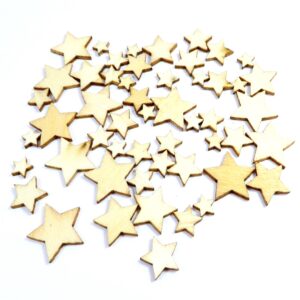 Αστέρια  ξύλινα καμπουσόν 6~14x1mm/mix 5.36 γραμμάρια περίπου 100τμχ