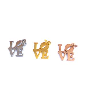 Love μεταλλικό ατσάλι  κρεμαστό με κρικάκι 16×16mm
