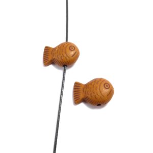 Ψαράκι πλακέ καφέ ακρυλική χάντρα 13x20mm