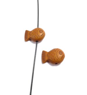 Ψαράκι πλακέ καφέ ακρυλική χάντρα 13x20mm