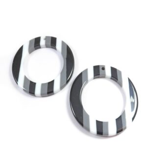 Δαχτυλίδι μαύρο-γκρί-λευκό κρεμαστό plexiglass 39x4mm