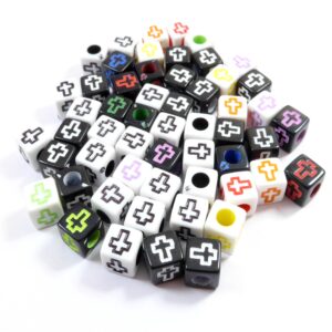 Σταυρός κύβος ακρυλική χάντρα 6x6mm/100 χάντρες