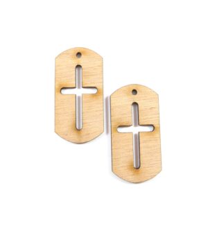 Σταυρός ταυτότητα ξύλινη κρεμαστή 40x20mm