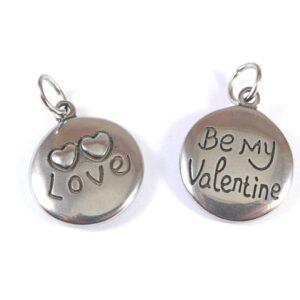 Be My Valentine ασημί ατσάλι μεταλλικό κρεμαστό 27x18mm
