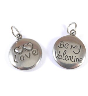 Be My Valentine ασημί ατσάλι μεταλλικό κρεμαστό 27x18mm