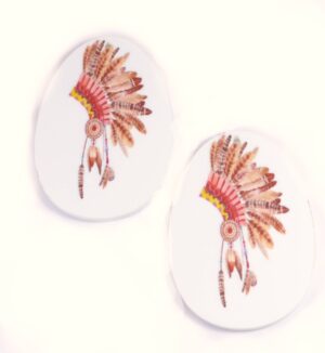 Αυγό με Ινδιάνο σε λευκό plexiglass κρεμαστό 58x44mm