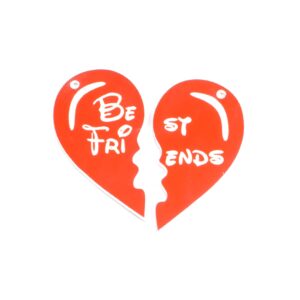 Καρδιά best friend διπλή κόκκινο-λευκό plexiglass κρεμαστό 40x46mm/σέτ