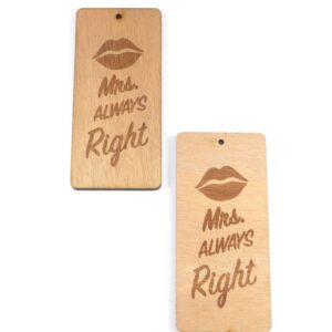 Κρεμαστό παραλληλόγραμμο με χείλη "Mrs Always Right" ξύλινο 90x45mm