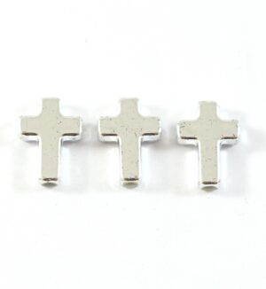 Σταυρός ακρυλική ασημί χάντρα 15.5x12mm/100 χάντρες