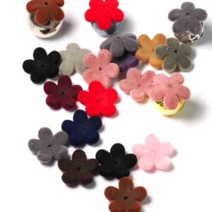 Καπελάκι βελούδινο λουλούδι με 5 πέταλα 17x18mm/mix 5τμχ