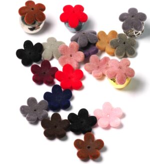 Καπελάκι βελούδινο λουλούδι με 5 πέταλα 17x18mm/mix 5τμχ