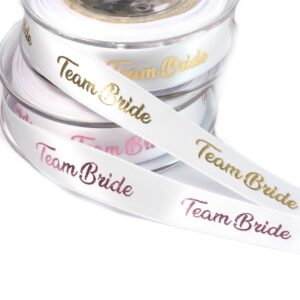 Κορδέλα «Team Bride» με μεταλλικό χρώμα γράμματα σατέν 16mm/καρούλι 9μέτρα