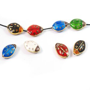 Πασχαλίτσα μεταλλική χάντρα cloisonne 18x11mm