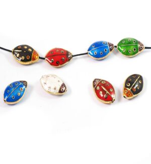 Πασχαλίτσα μεταλλική χάντρα cloisonne 18x11mm