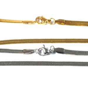 Αλυσίδα ατσάλι φίδι πλακέ με κούμπωμα 3x1mm μήκος 45cm