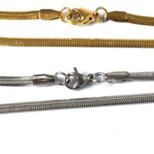 Αλυσίδα ατσάλι φίδι πλακέ με κούμπωμα 2.5x0.8mm μήκος 45cm