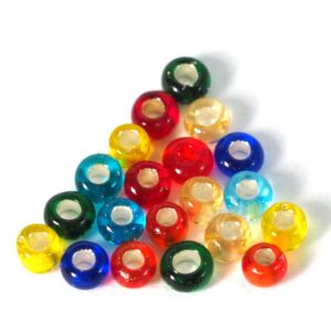Γυάλινες χάντρες seed ημιδιάφανες με ασημί foil 2mm/6gr περίπου 325 χάντρες