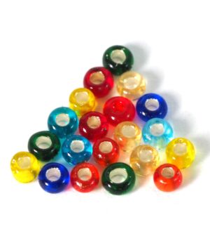 Γυάλινες χάντρες seed ημιδιάφανες με ασημί foil 2mm/6gr περίπου 325 χάντρες