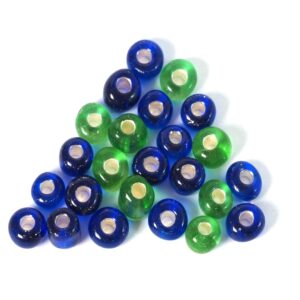 Γυάλινες χάντρες seed ημιδιάφανες με ασημί foil 5mm/18gr περίπου 140 χάντρες