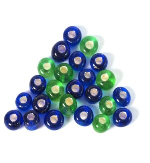 Γυάλινες χάντρες seed ημιδιάφανες με ασημί foil 5mm/18gr περίπου 140 χάντρες