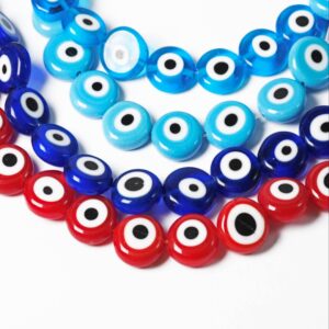 Γυάλινο ματάκι πλακέ 12-13x4-5mm/κλωστή 31-33 χάντρες