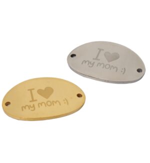 I love my mom ταυτότητα οβάλ μεταλλική ατσάλι 20×30mm