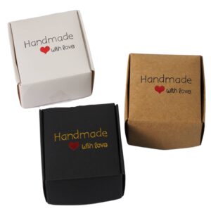Κουτί «τετράγωνο» Handmade with love με καρδιά συναρμολογούμενο συσκευασία δώρου από χαρτόνι 55x55x25mm
