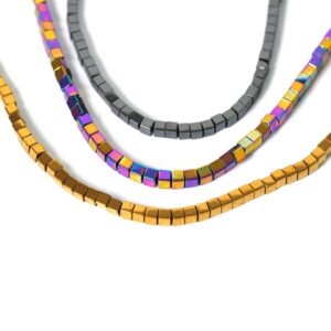 Αιματίτης χάντρα κύβος 2mm/κλωστή 163 χάντρες