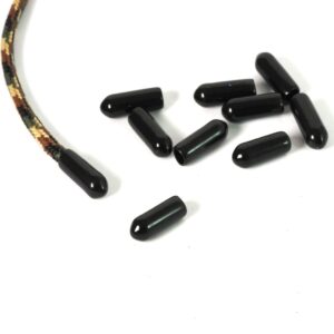 Καπελάκι σιλικόνης μαύρο 6×15mm για κορδόνι  4mm/50 τμχ