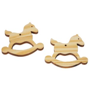 Αλογάκι μεγάλο πλακέ φυσικό ξύλινο κρεμαστό 63x69mm