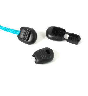 Στοπ μαύρο πλαστικό κουμπωτό 22x16mm για κορδόνι 2-4mm