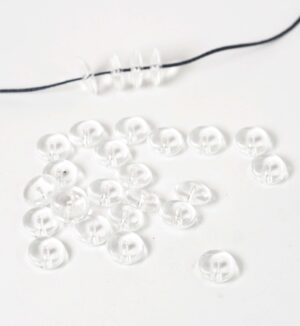 Ροδέλα πλακέ διάφανη ακρυλική χάντρα 10x3mm/22gr περίπου 100 χάντρες