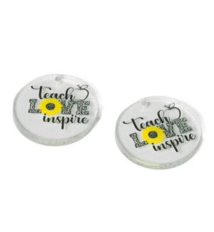 Δίσκος «Teach Love inspire» με μαργαρίτα και μήλο σε διάφανο plexiglass κρεμαστό 30mm