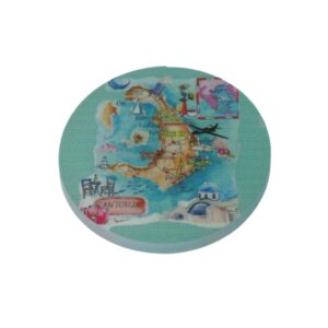Σαντορίνη με χάρτη στρογγυλό κρεμαστό plexiglass 40mm/10 τμχ