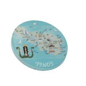 Τήνος με χάρτη στρογγυλό κρεμαστό plexiglass 40mm/10 τμχ