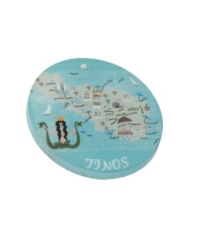 Τήνος με χάρτη στρογγυλό κρεμαστό plexiglass 40mm/10 τμχ